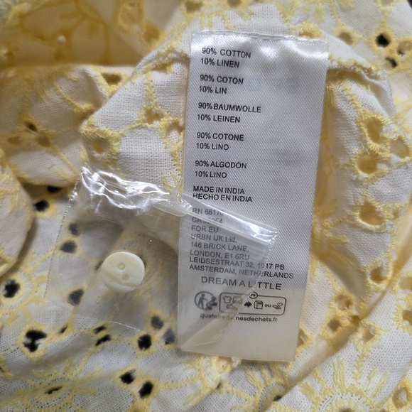 Free People Dream A Little Dream Yellow Eyelet Top Small NWOT - Picture 10 of 10